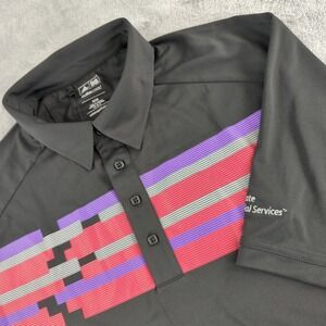 Adidas Climacool Polo Shirt Men Medium Black Ruby Striped Company‎ Logo NWT